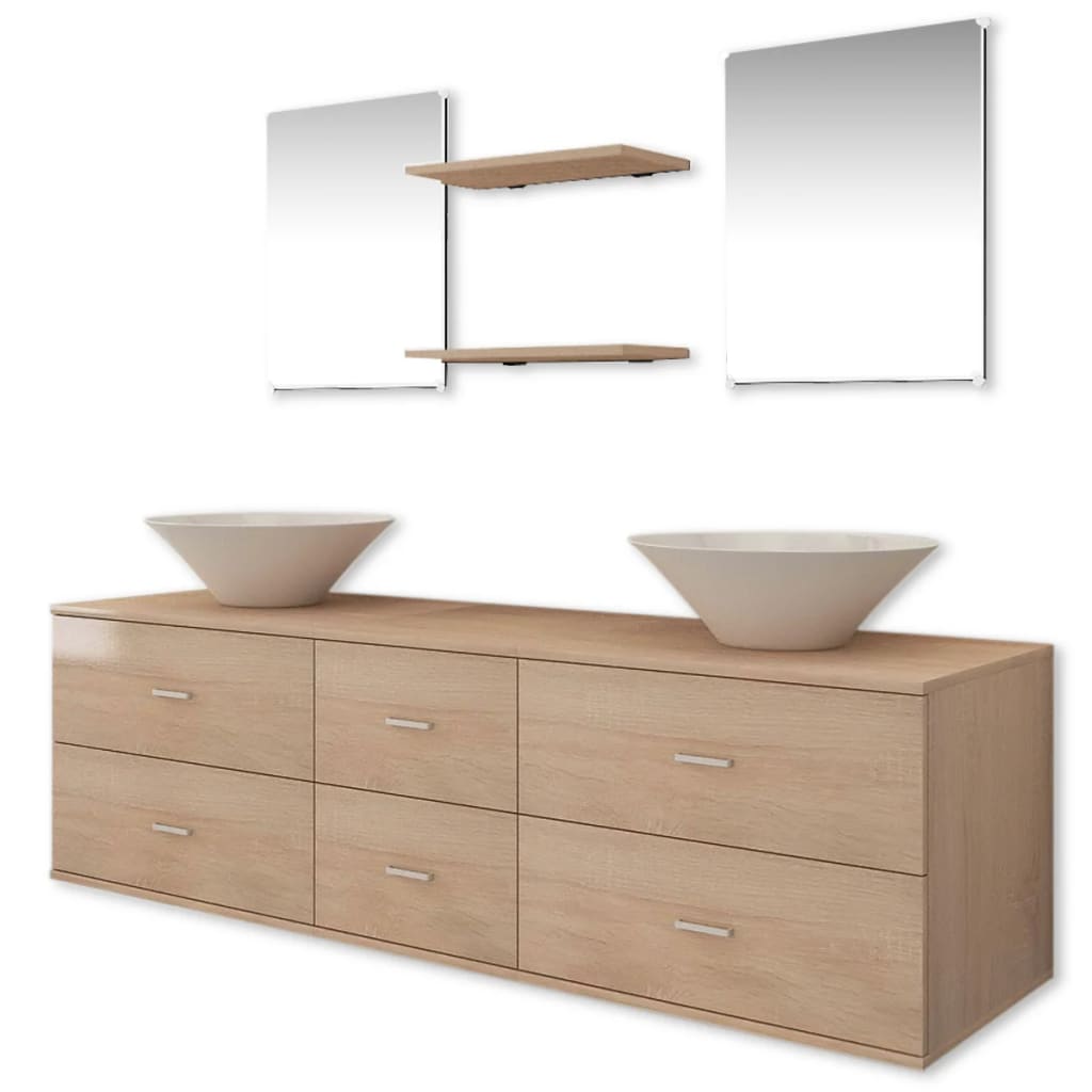 Vidaxl - Mobilier de salle de bain avec lavabo 7 pcs Beige - vidaXL - Image 1