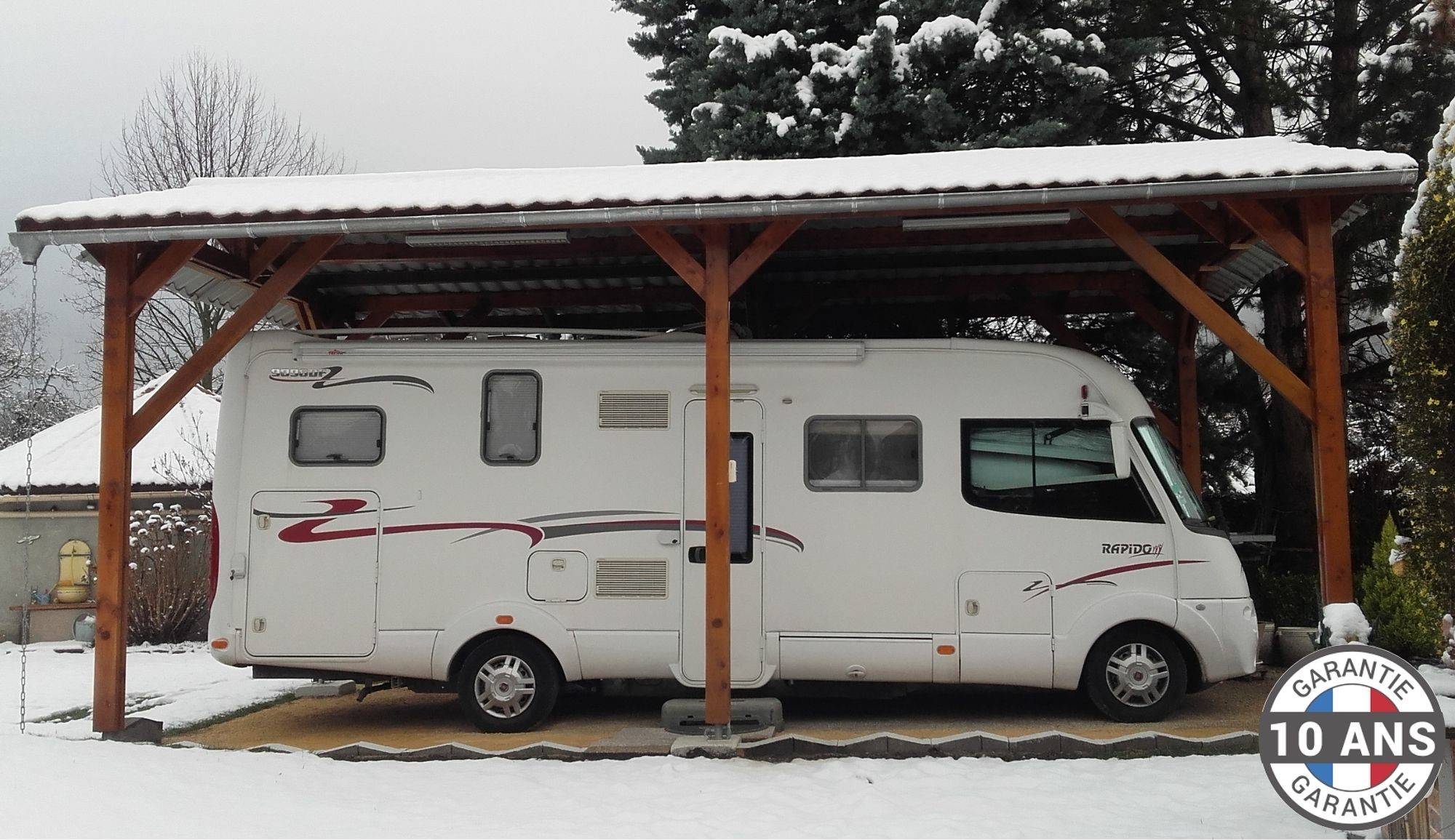 Cpbf Charpentes - Carport bois 2 pentes 450cmx700cm bois DOUGLAS Français label PEFC (Charpente - Auvent - Abri Camping-car) 32 m². Garantie 10 ans - Image 5