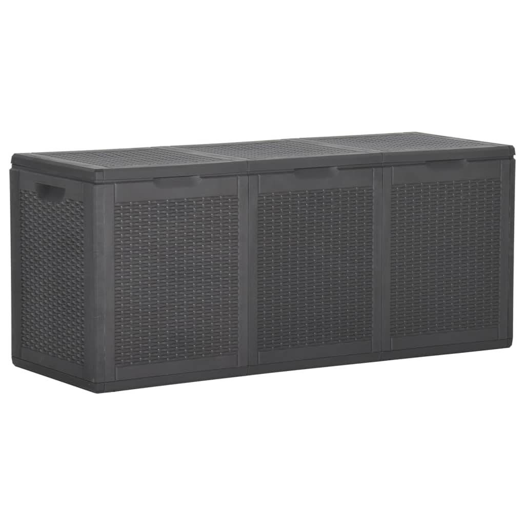 Coffre boîte meuble de jardin rangement 270 litres noir PP rotin - Image 1