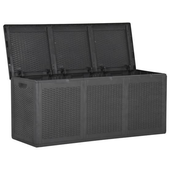 Coffre boîte meuble de jardin rangement 270 litres noir PP rotin - Image 2