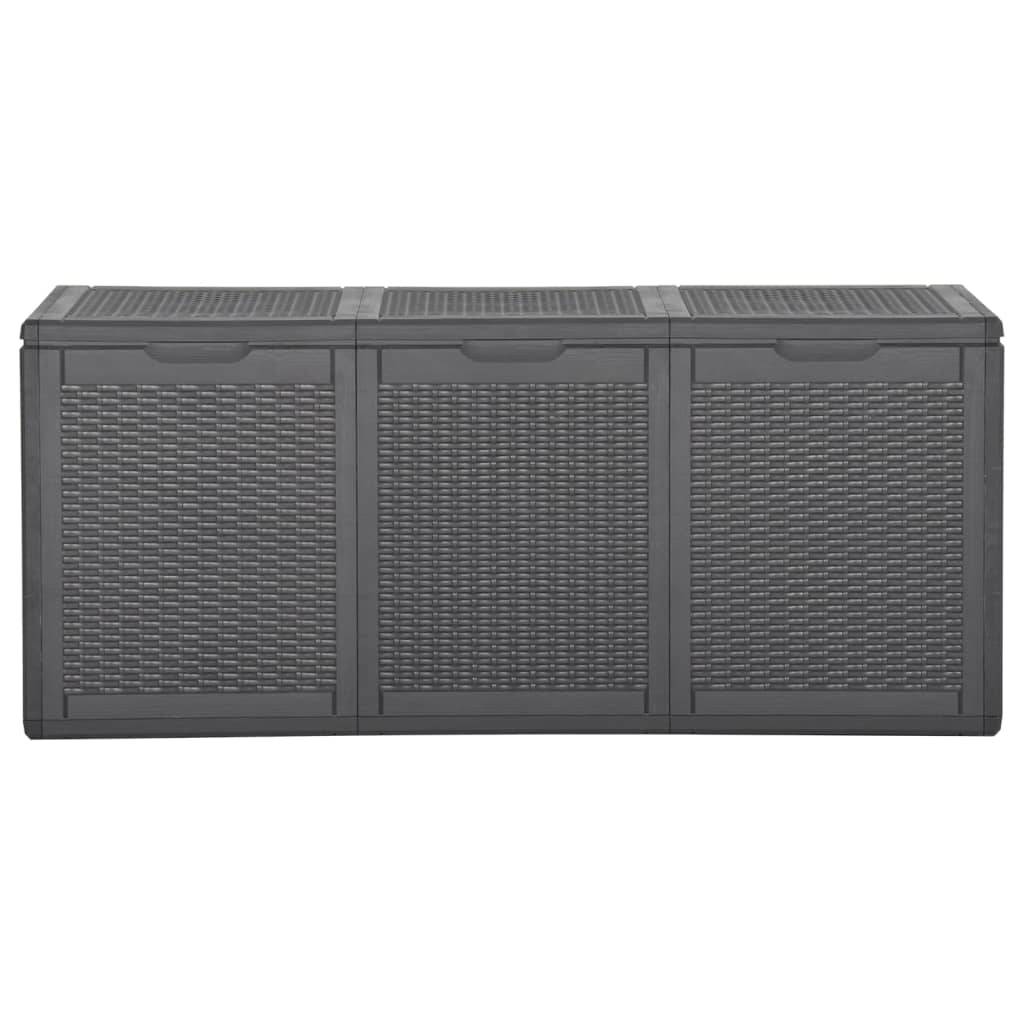 Coffre boîte meuble de jardin rangement 270 litres noir PP rotin - Image 3