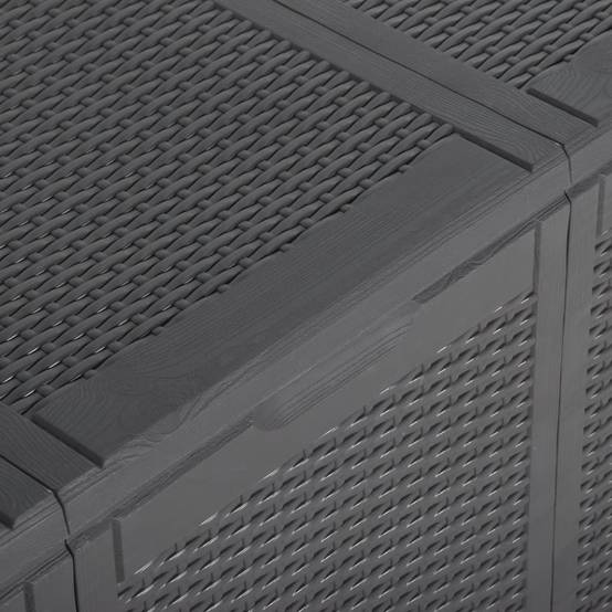 Coffre boîte meuble de jardin rangement 270 litres noir PP rotin - Image 5