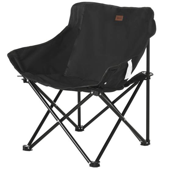 Chaise de camping pliante Acier Oxford Pique-nique Festival Poche latérale 61cm Noir - ComfortXL Outdoor Living - Image 2