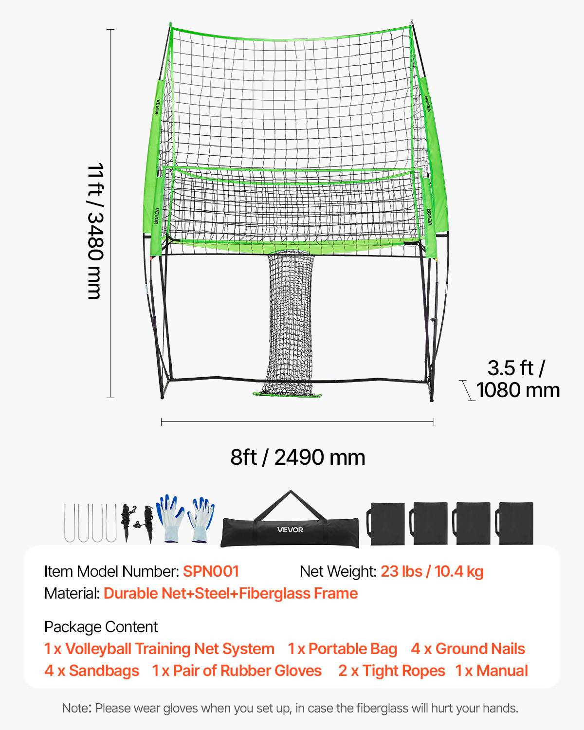 Vevor - VEVOR Filet de volley-ball portable, réglable 6,5–8 pieds, retour de balle, stable avec sacs de sable, facile à monter, pour intérieur et extérieur - Image 6