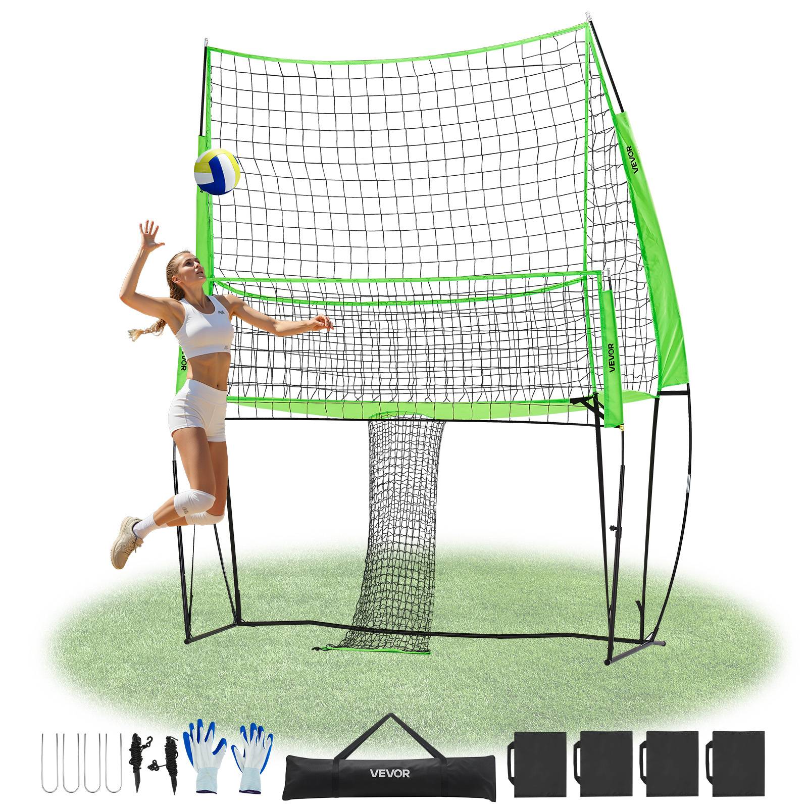 Vevor - VEVOR Filet de volley-ball portable, réglable 6,5–8 pieds, retour de balle, stable avec sacs de sable, facile à monter, pour intérieur et extérieur - Image 1
