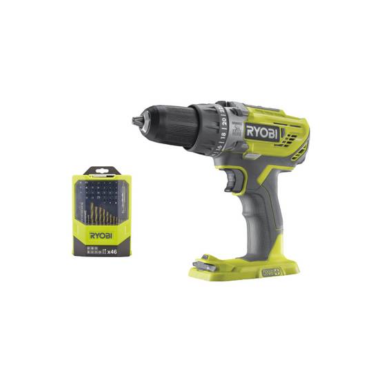 Ryobi - Pack RYOBI - Perceuse à percussion R18PD3-0 - 18V One+ sans batterie ni chargeur - Coffret 46 accessoires mixtes RAK46MIX - Image 1