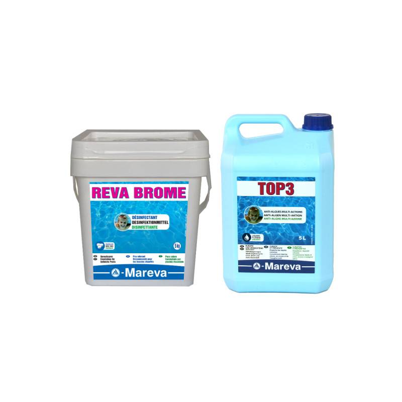Pack MAREVA - Pastilles de brome - 5kg - Top 3 Anti-algues multi-actions MAREVA - 5L - Image 1