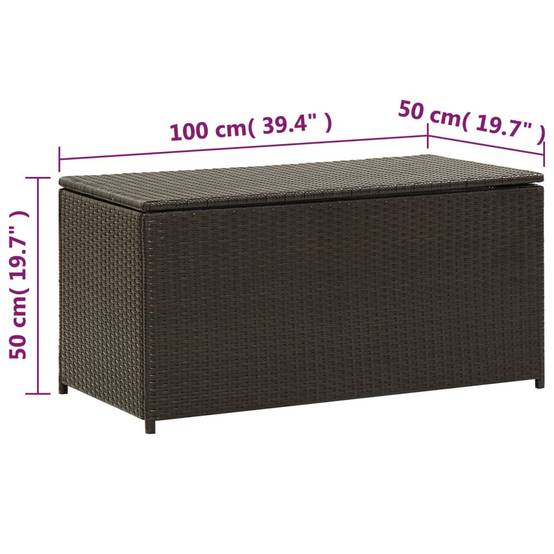 Coffre de rangement - Boîte de rangement extérieure - Coffre de jardin résine tressée 100x50x50 cm marron - Image 9