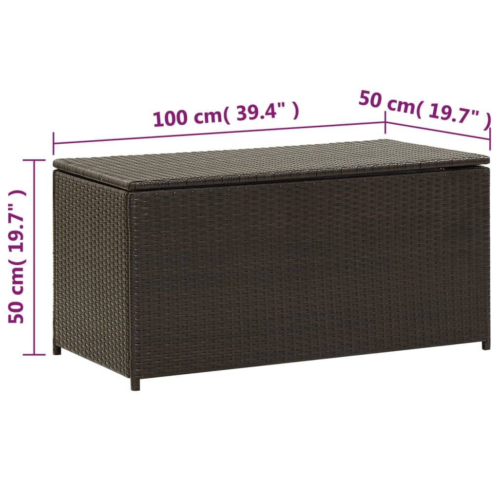 Coffre de rangement - Boîte de rangement extérieure - Coffre de jardin résine tressée 100x50x50 cm marron - Image 9