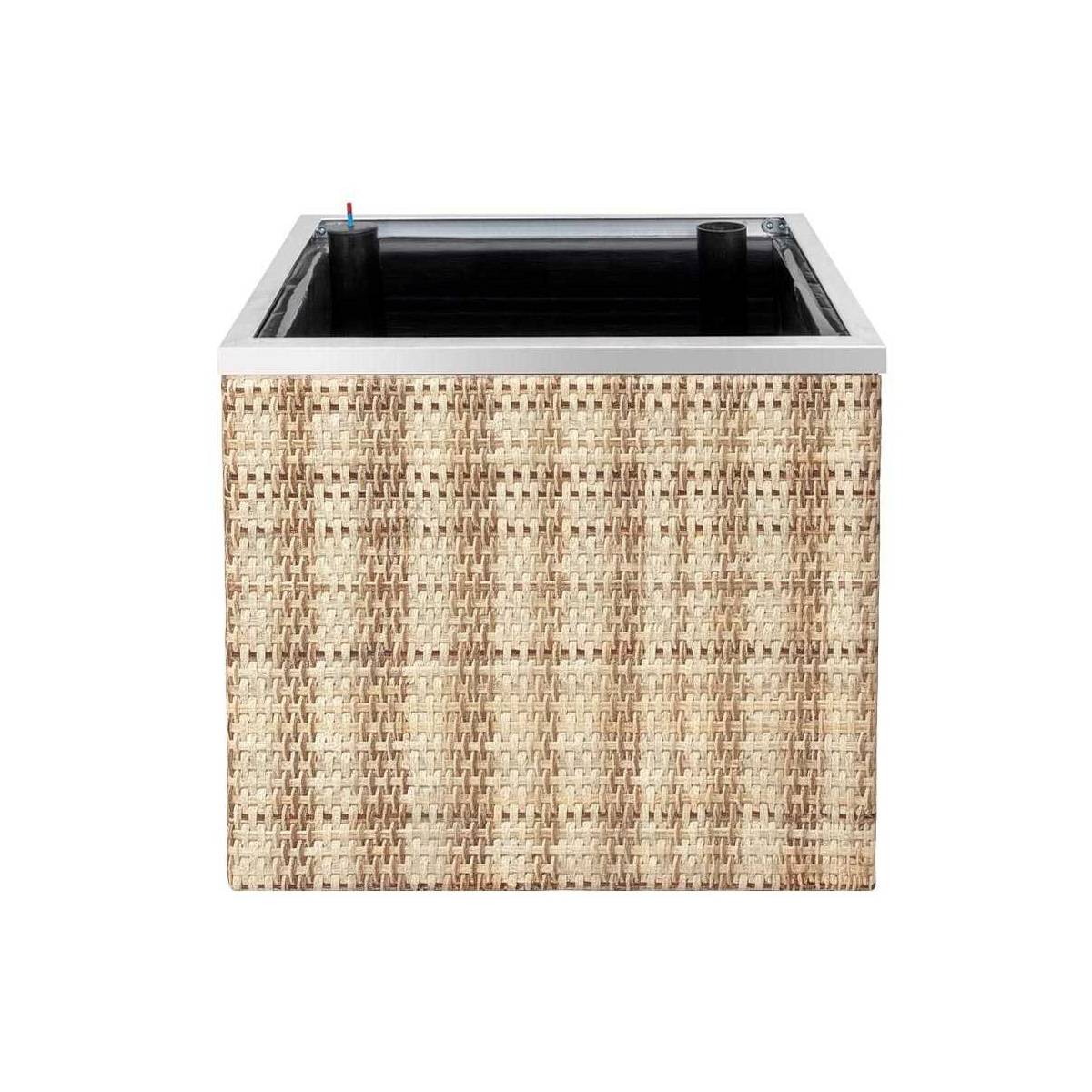 Rattan Art - Jardinière en résine tressée avec réserve d'eau et cadre en aluminium 50 x 50 x 43 cm - Image 1