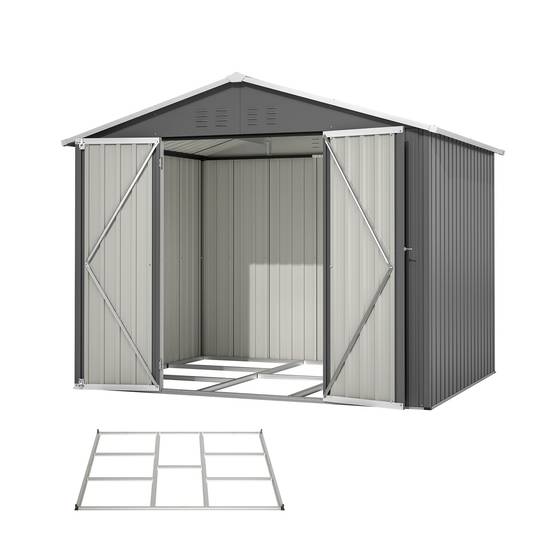 Abri de jardin acier galvanisé outils extérieur rangement 240x192cm anthracite - ComfortXL Outdoor Living - Image 2