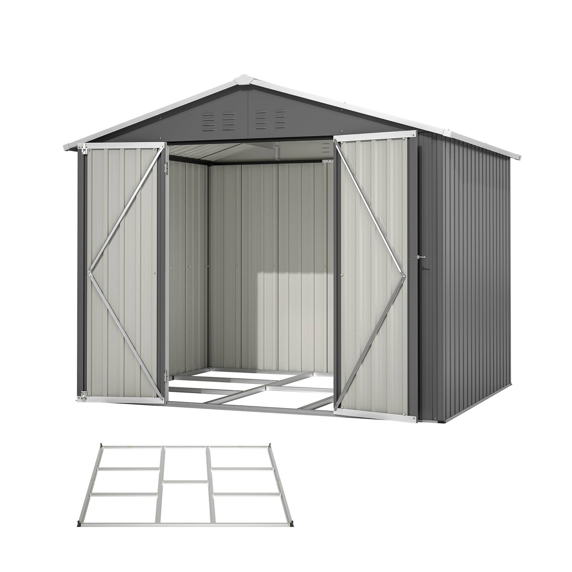 Abri de jardin acier galvanisé outils extérieur rangement 240x192cm anthracite - ComfortXL Outdoor Living - Image 2