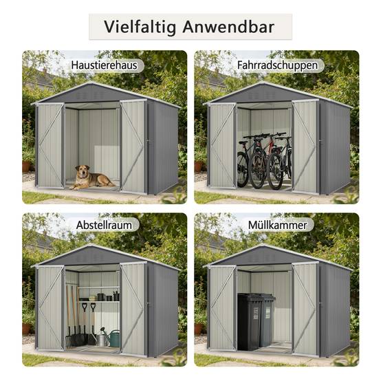 Abri de jardin acier galvanisé outils extérieur rangement 240x192cm anthracite - ComfortXL Outdoor Living - Image 6