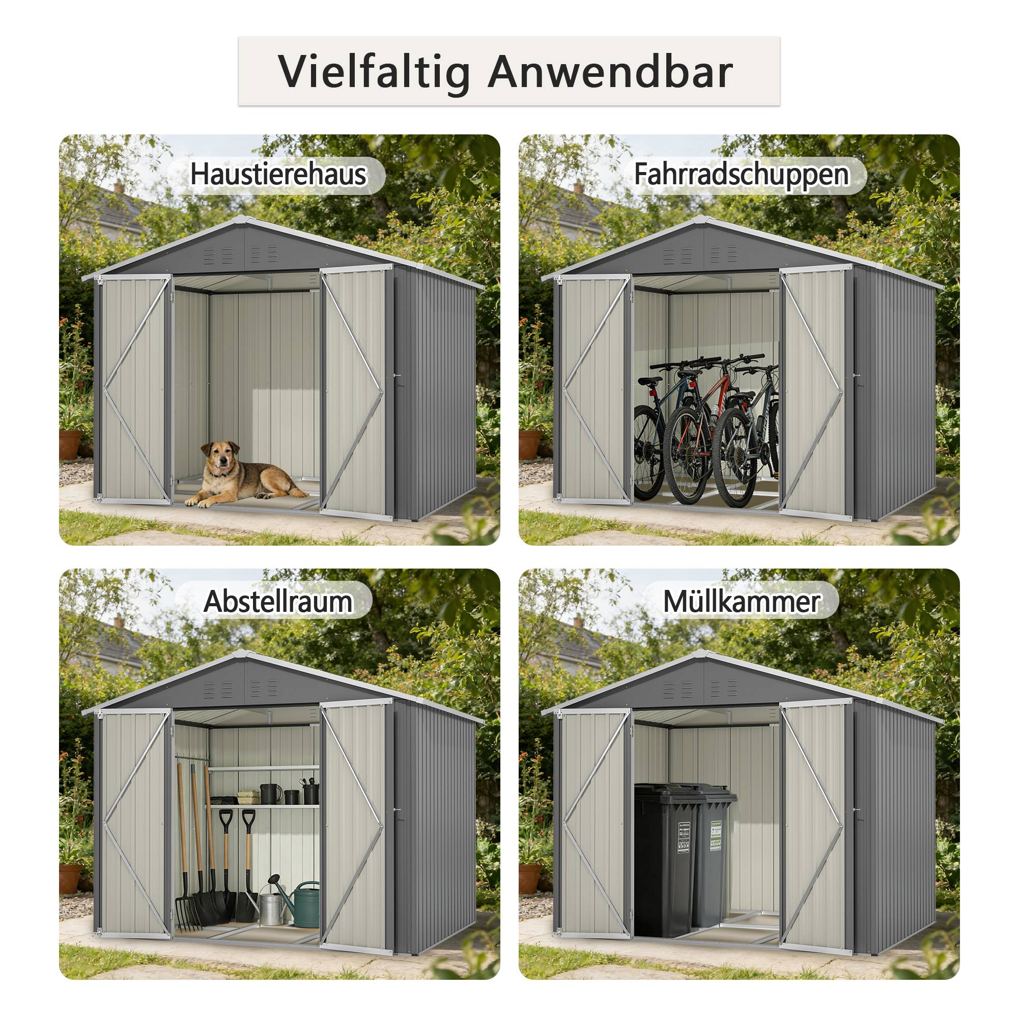 Abri de jardin acier galvanisé outils extérieur rangement 240x192cm anthracite - ComfortXL Outdoor Living - Image 6