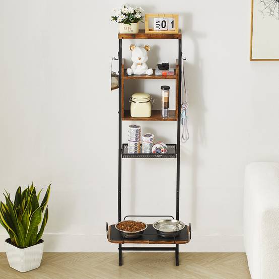 VEVOR Support gamelle surélevée réglable 50x19.8x145 cm, étagère rangement jouets, nourriture chiens. - Image 8