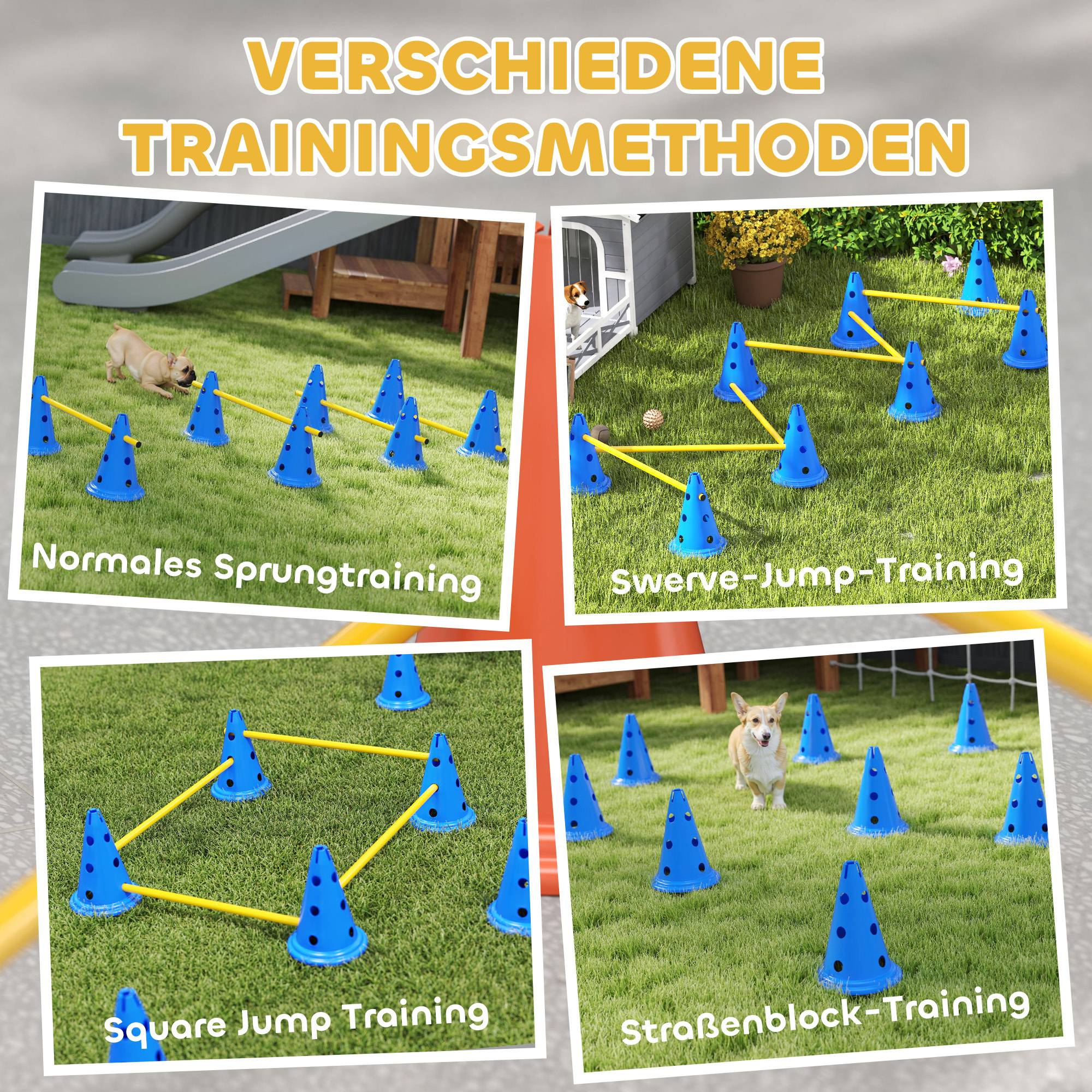 ComfortXL - Kit agilité chien 6 haies ABS 12 cônes hauteur réglable entraînement extérieur avec sac - ComfortXL Outdoor Living - Image 7