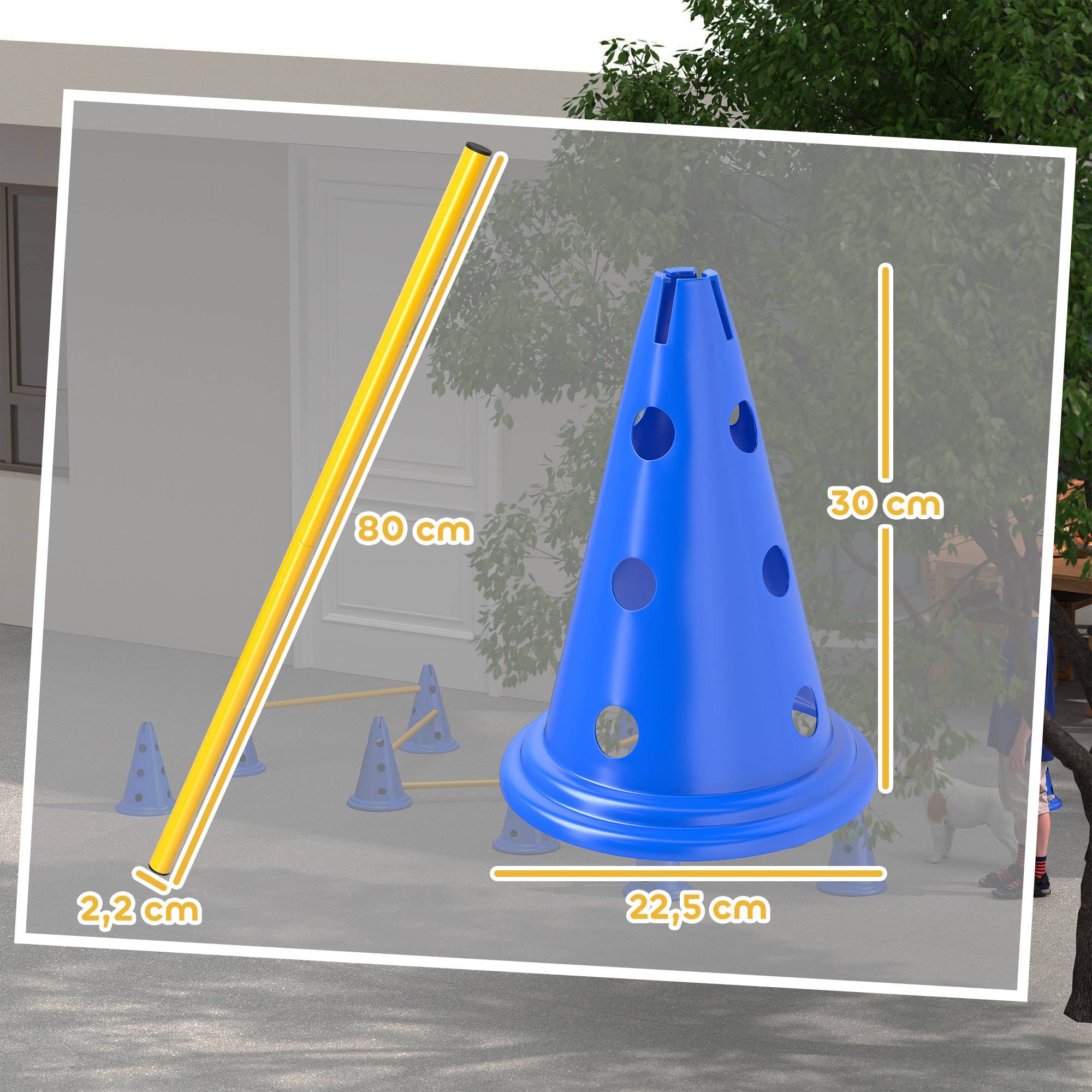 ComfortXL - Kit agilité chien 6 haies ABS 12 cônes hauteur réglable entraînement extérieur avec sac - ComfortXL Outdoor Living - Image 5