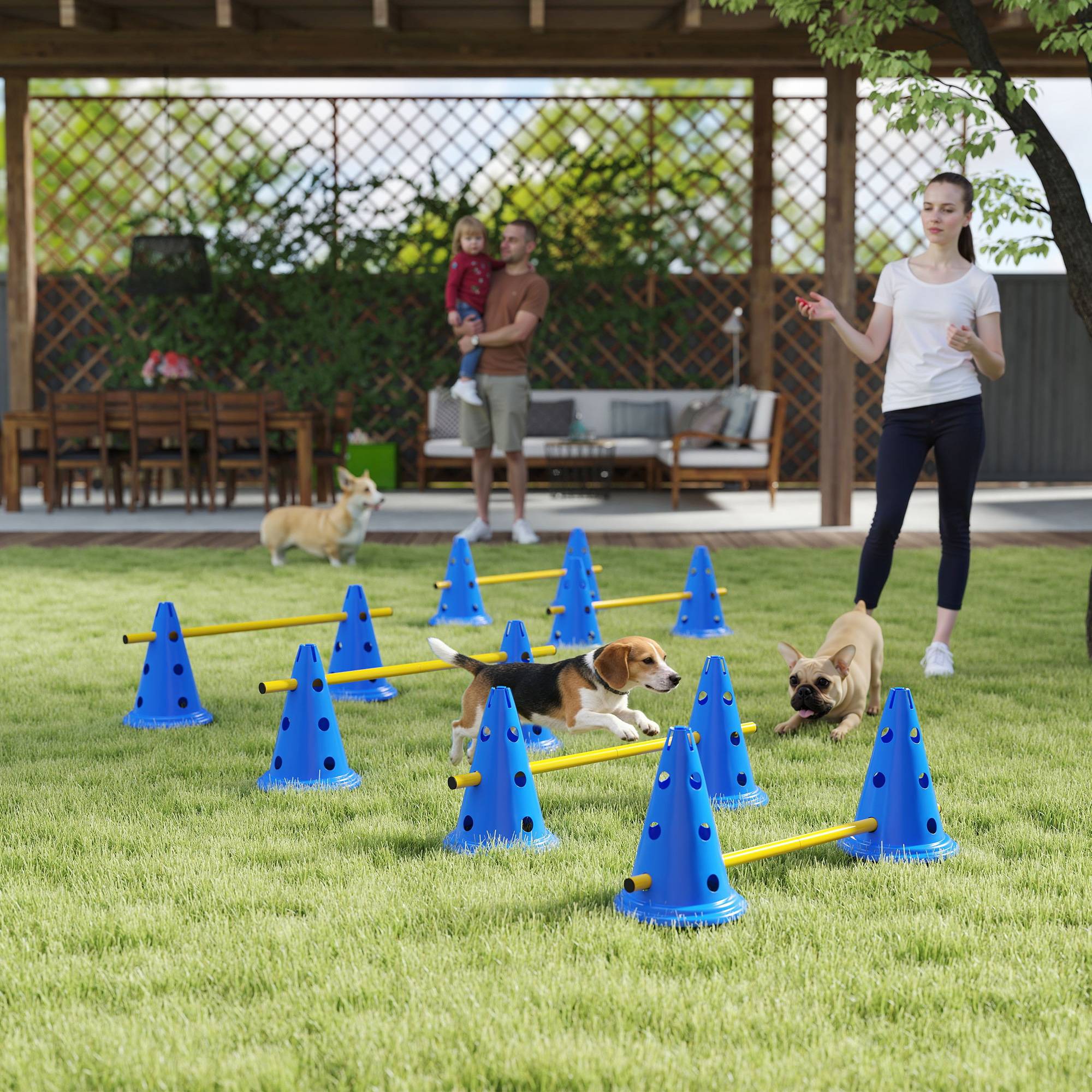 ComfortXL - Kit agilité chien 6 haies ABS 12 cônes hauteur réglable entraînement extérieur avec sac - ComfortXL Outdoor Living - Image 4