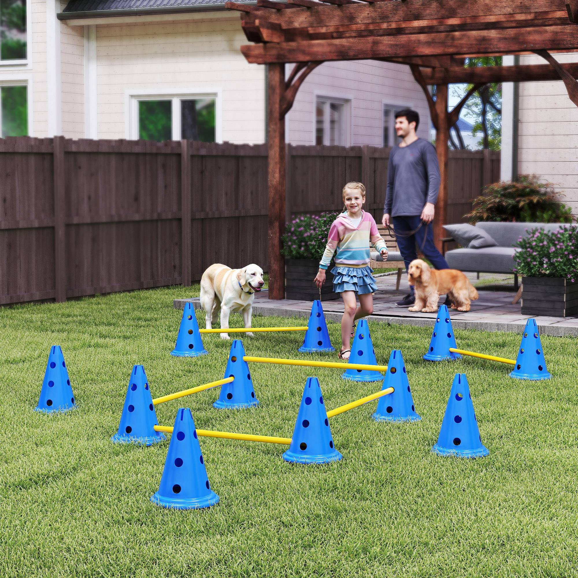 ComfortXL - Kit agilité chien 6 haies ABS 12 cônes hauteur réglable entraînement extérieur avec sac - ComfortXL Outdoor Living - Image 3