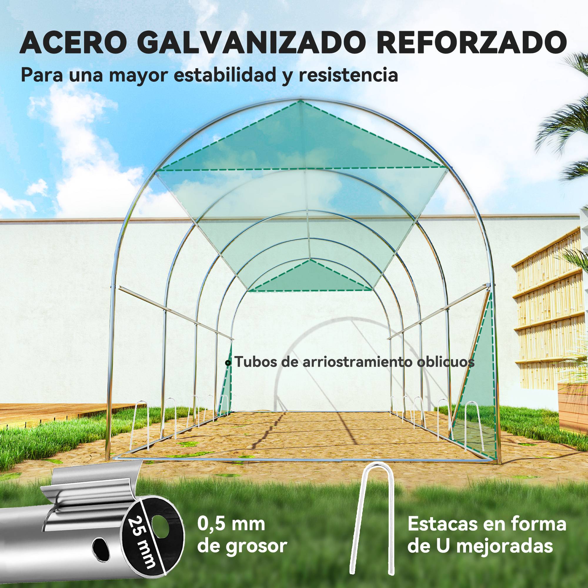 Serre Tunnel 9m² avec Double Porte et Parois Enroulables + Bâche d'Ombrage Vert - ComfortXL Outdoor Living - Image 9
