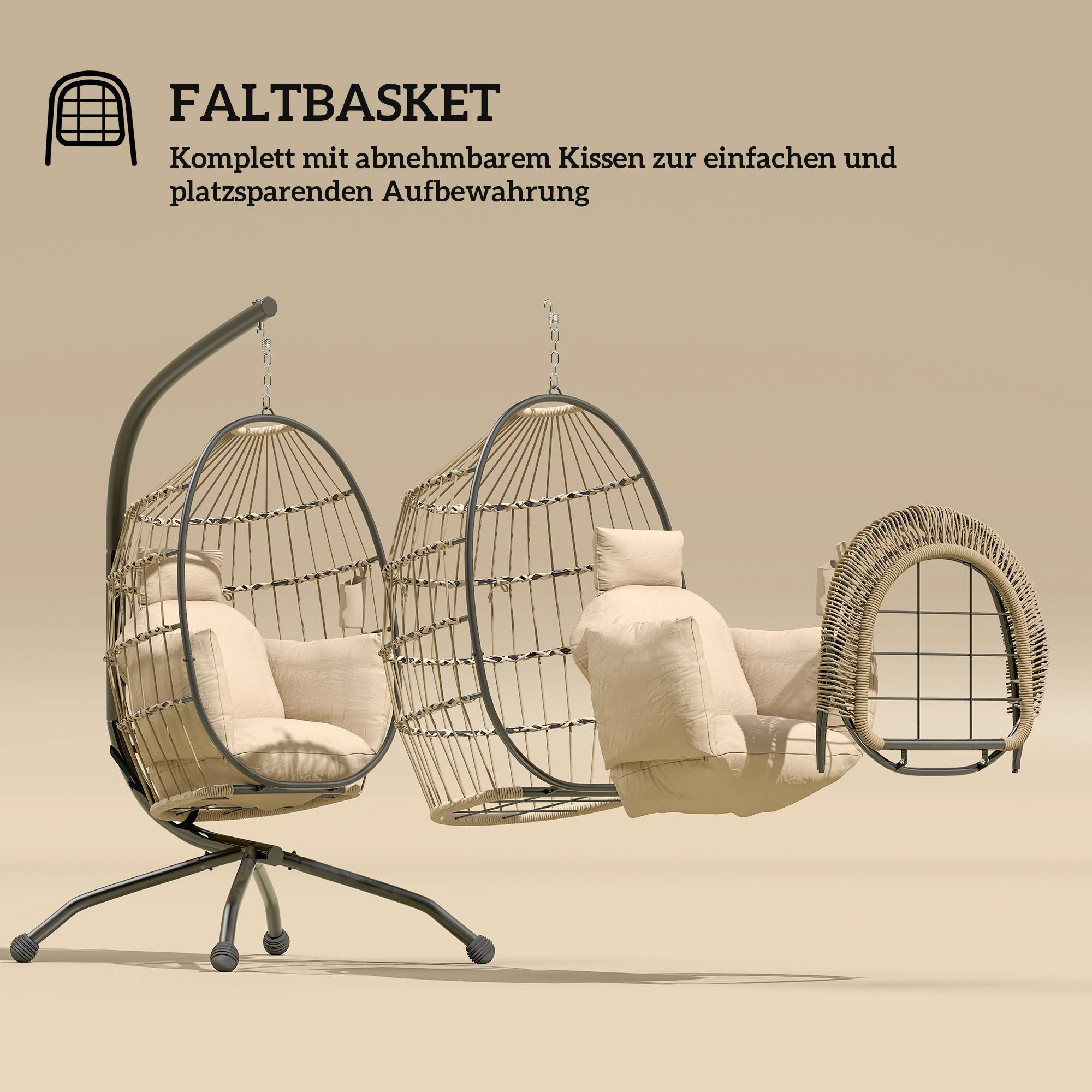 Fauteuil suspendu acier kaki 120 x 88 x 192 cm - PANGIVO - Image 7