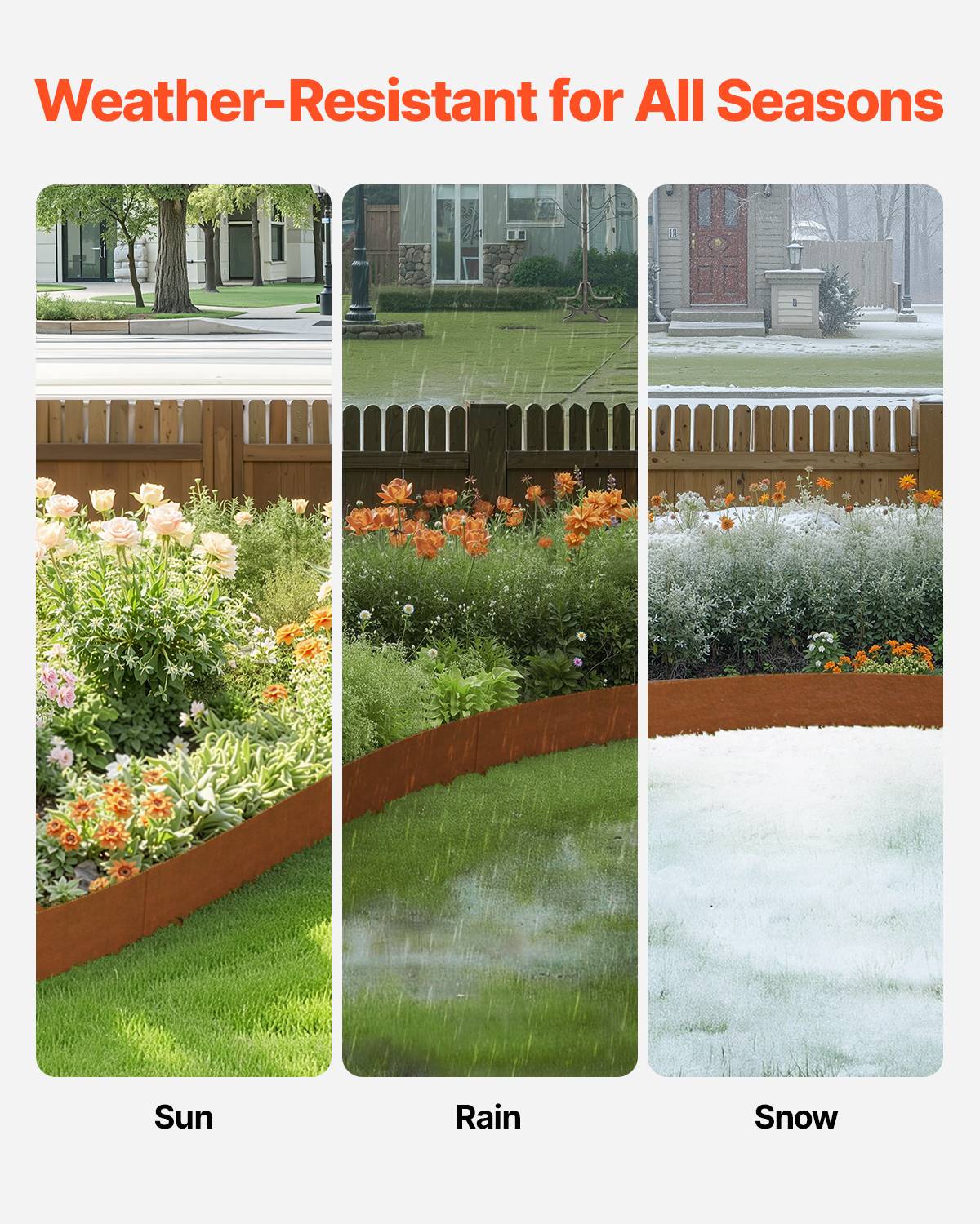 VEVOR Bordure jardin acier lot 10, 1016x114.3mm, résistant intempéries, pliable. - Image 3