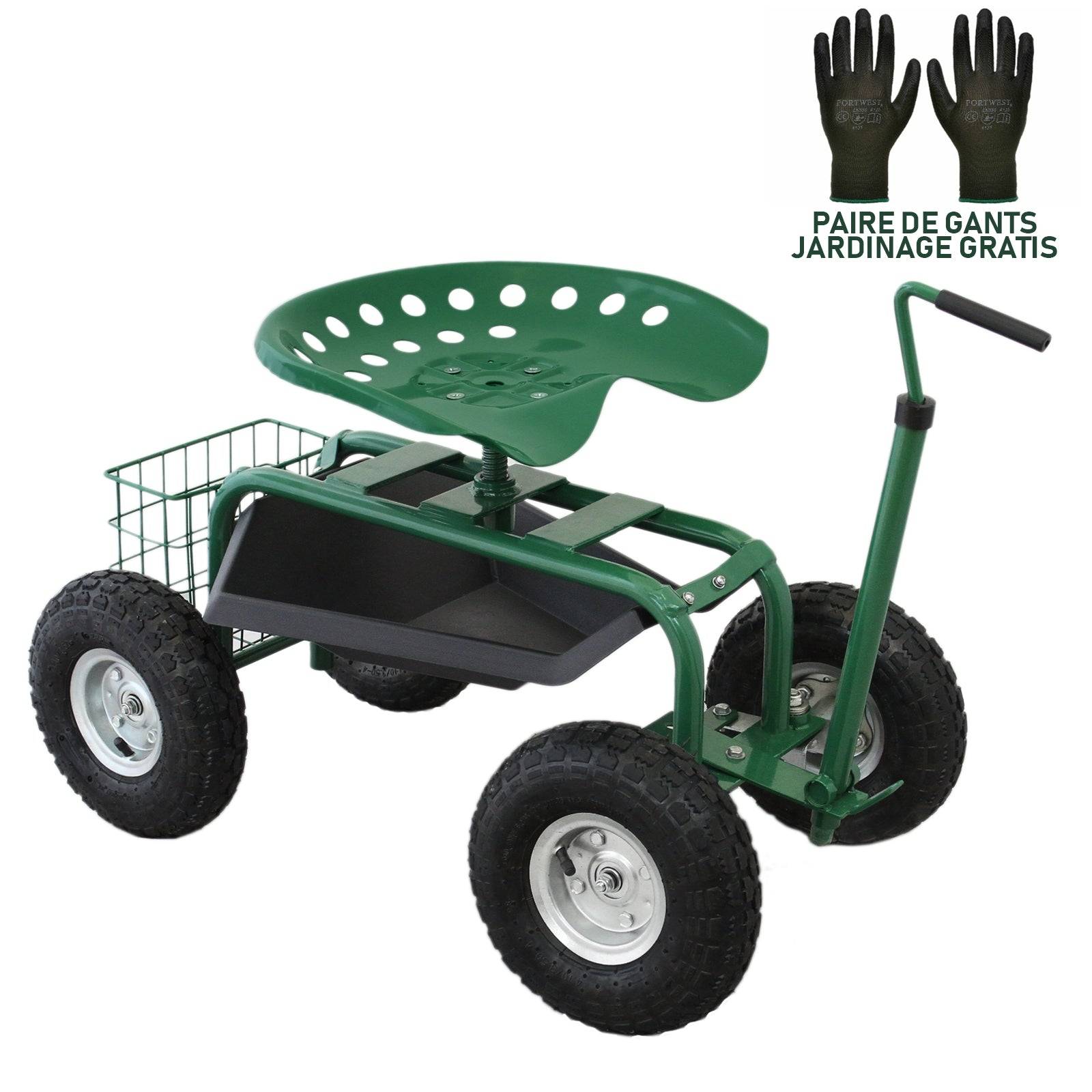 Monstershop - Siège pour Jardin Robuste Vert avec Panier et Bac à Outils - Image 2