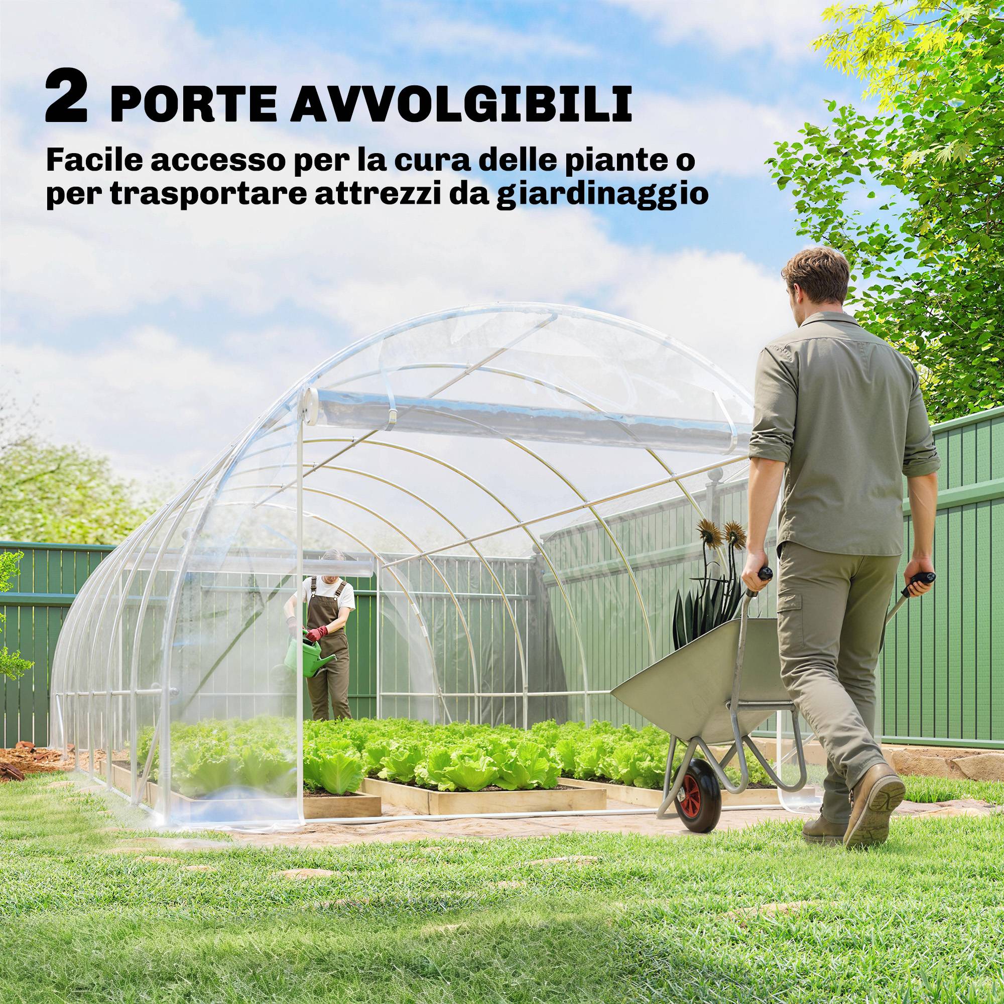 Sans Marque - Serre tunnel 3x6x2 m acier galvanisé PE anti-UV portes sectionnelles serre potager grande culture jardin légumes - Image 8