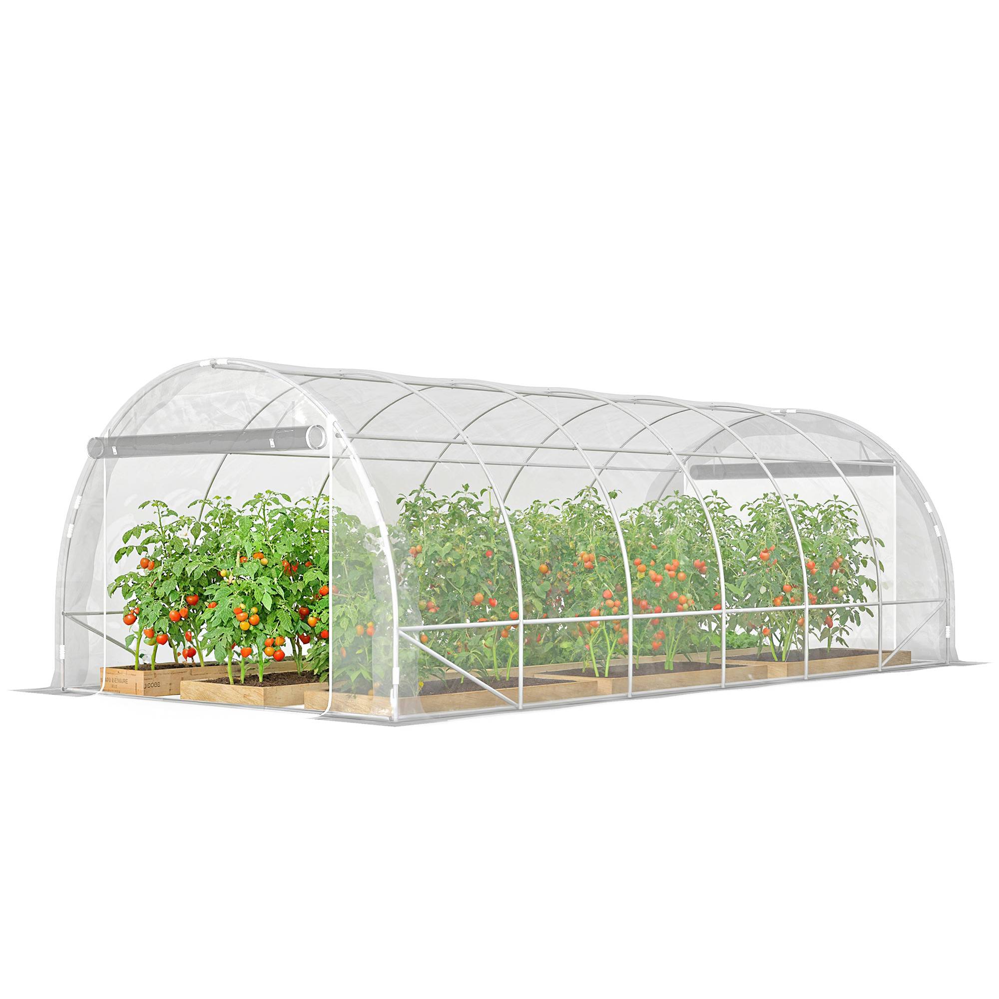 Sans Marque - Serre tunnel 3x6x2 m acier galvanisé PE anti-UV portes sectionnelles serre potager grande culture jardin légumes - Image 2