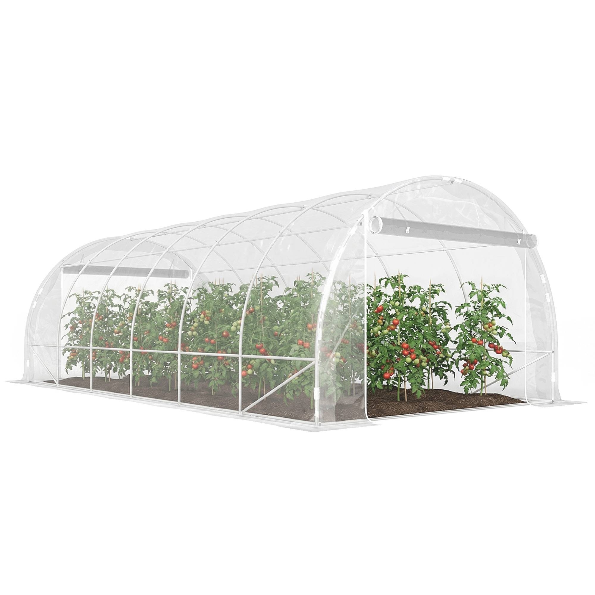 Sans Marque - Serre tunnel 3x6x2 m acier galvanisé PE anti-UV portes sectionnelles serre potager grande culture jardin légumes - Image 1