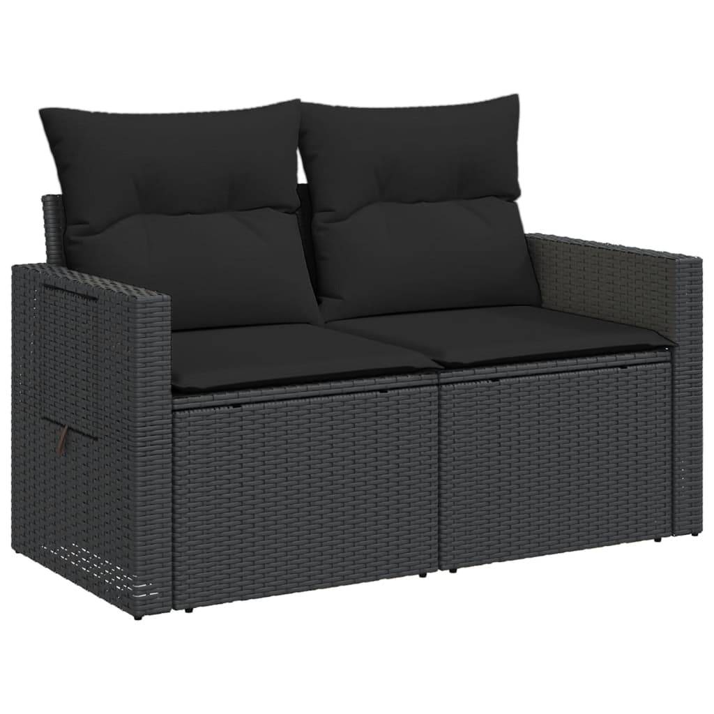 ComfortXL - Canapé Extérieur 2 Places Poly Rotin avec Tablettes Rabattables et Coussins – Noir – ComfortXL Outdoor Living - Image 4