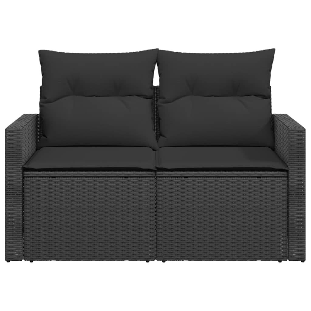 ComfortXL - Canapé Extérieur 2 Places Poly Rotin avec Tablettes Rabattables et Coussins – Noir – ComfortXL Outdoor Living - Image 5