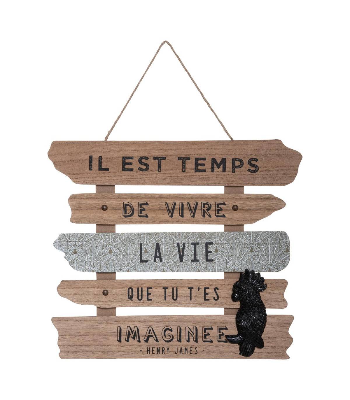 Déco murale en bois Pancarte avec Citation 37,5 x 32,5 cm - Image 1
