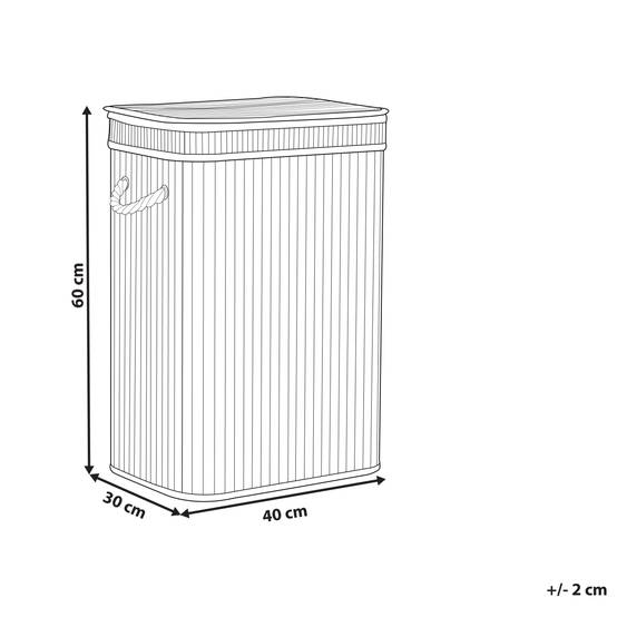 Panier Teinte Bois Clair en Bambou Coton et Viscose 60 cm avec Couvercle Corbeille à Linge Rectangle à Anses Rangement Spacieux - Image 3