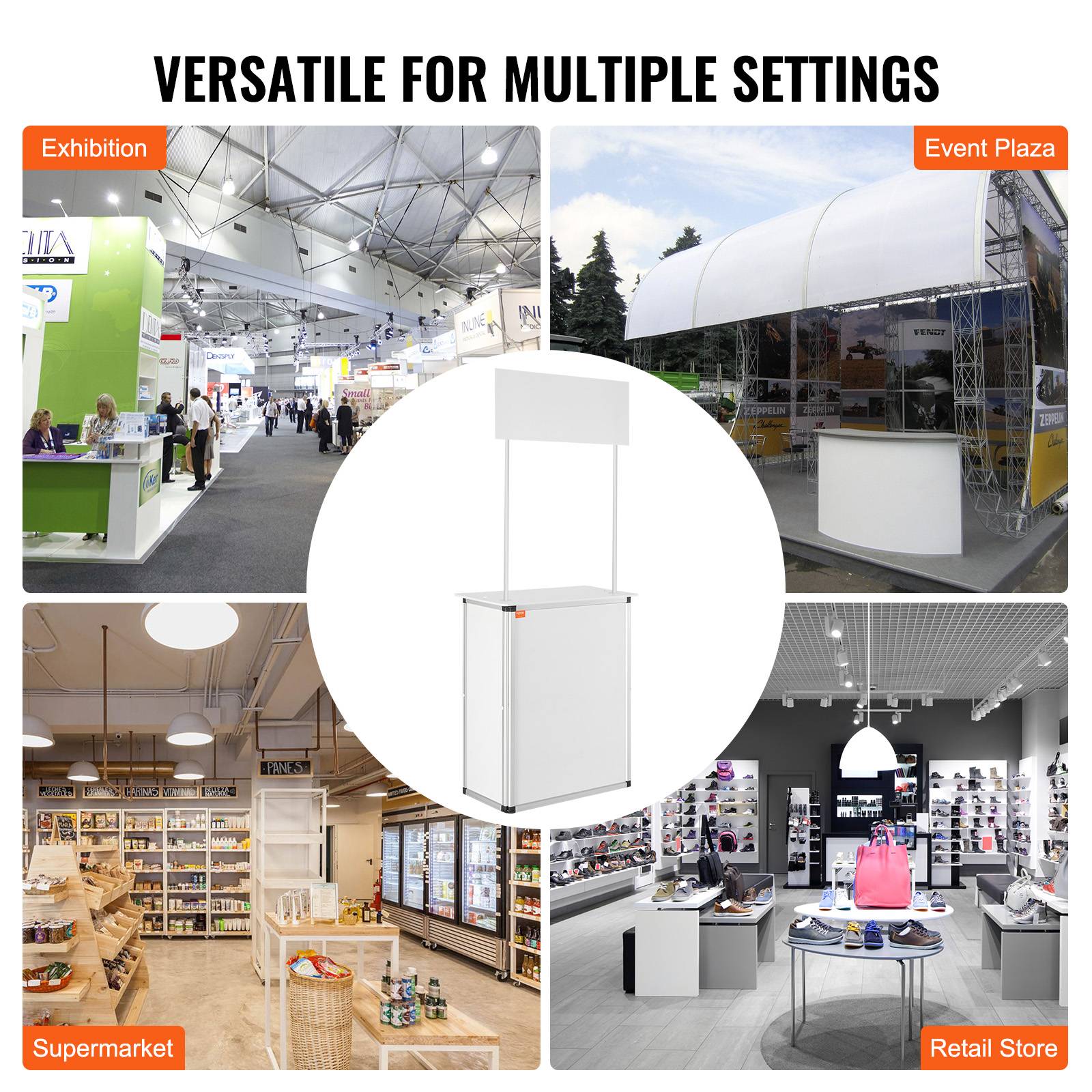 VEVOR Comptoir de stand portable 785x380x1815 mm avec support et sac de transport pour exposition commerciale. - Image 5