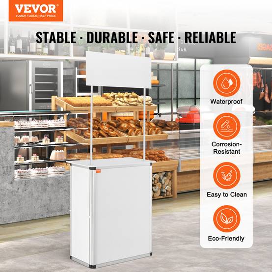 VEVOR Comptoir de stand portable 785x380x1815 mm avec support et sac de transport pour exposition commerciale. - Image 2