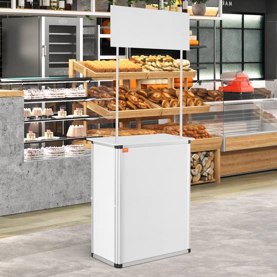 VEVOR Comptoir de stand portable 785x380x1815 mm avec support et sac de transport pour exposition commerciale. - Image 8