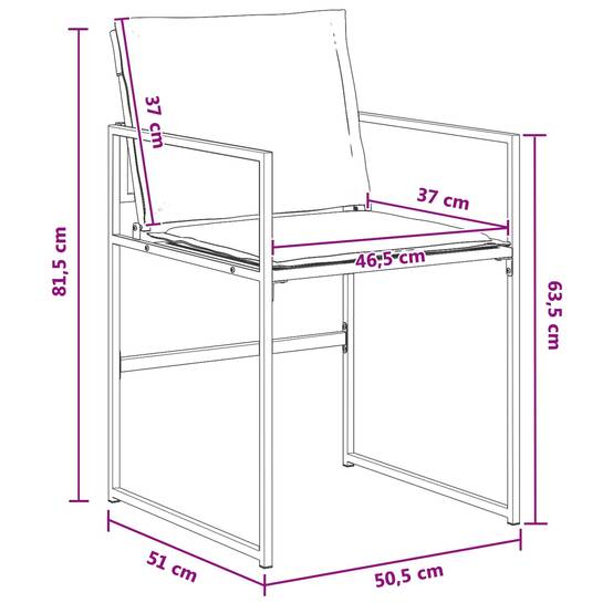 Ensemble de salle à manger de jardin acier et textilène noir 80 x 80 x 73 cm, Poids:39.9kg - PANGIVO - Image 9