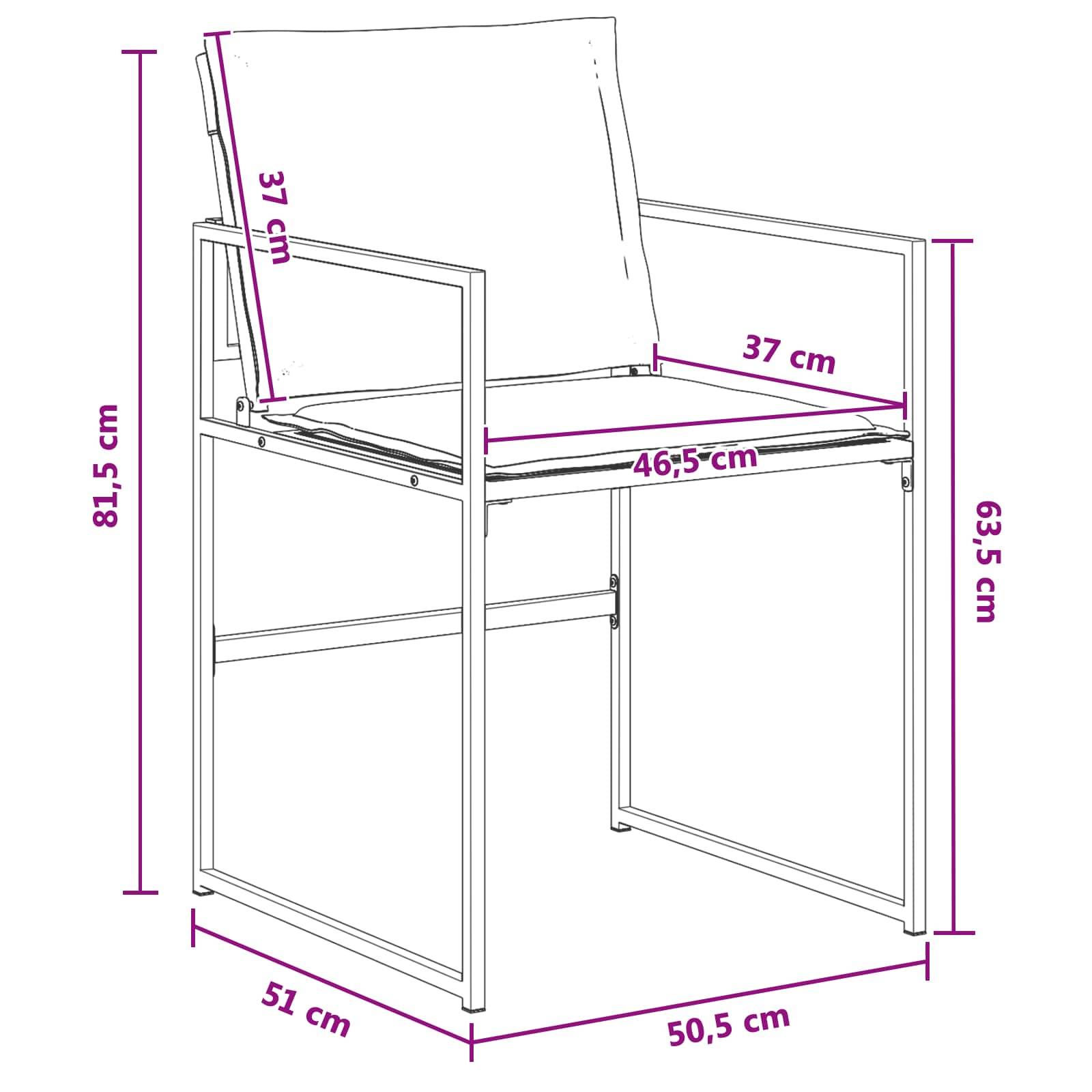 Ensemble de salle à manger de jardin acier et textilène noir 80 x 80 x 73 cm, Poids:39.9kg - PANGIVO - Image 9