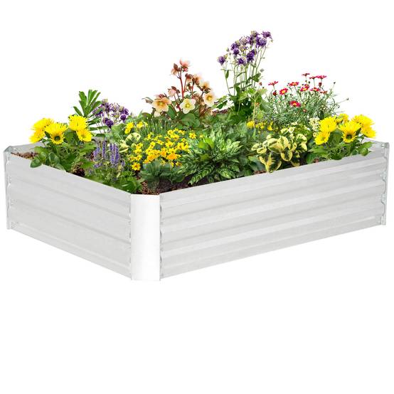 Carré potager surélevé Acier galvanisé jardin extérieur sans fond 120x90x30cm Argent - ComfortXL Outdoor Living - Image 1