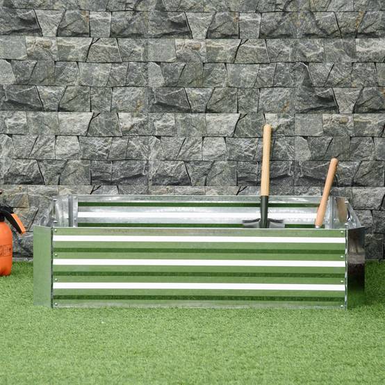 Carré potager surélevé Acier galvanisé jardin extérieur sans fond 120x90x30cm Argent - ComfortXL Outdoor Living - Image 9