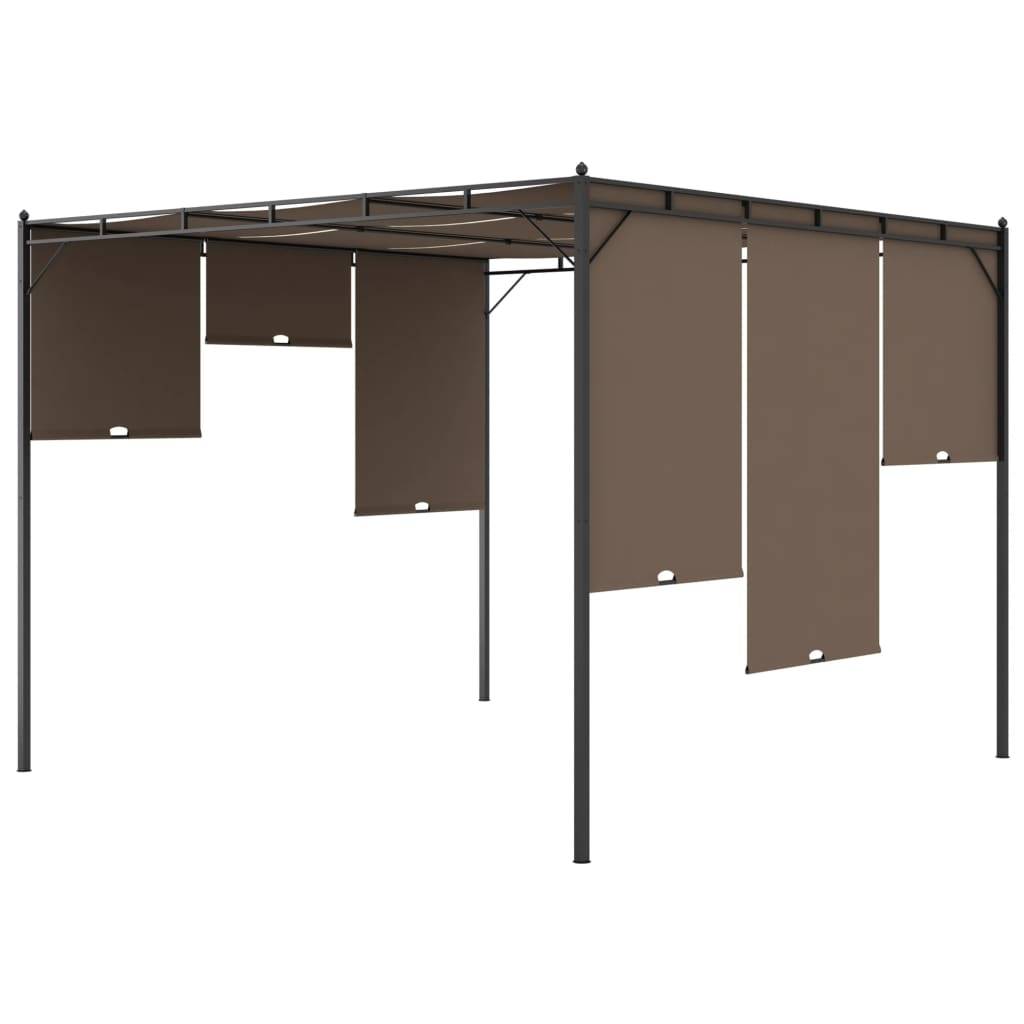 Belvédère de Jardin avec Rideau Abri de Terrasse Réglable 3x3m Taupe - ComfortXL Outdoor Living - Image 7
