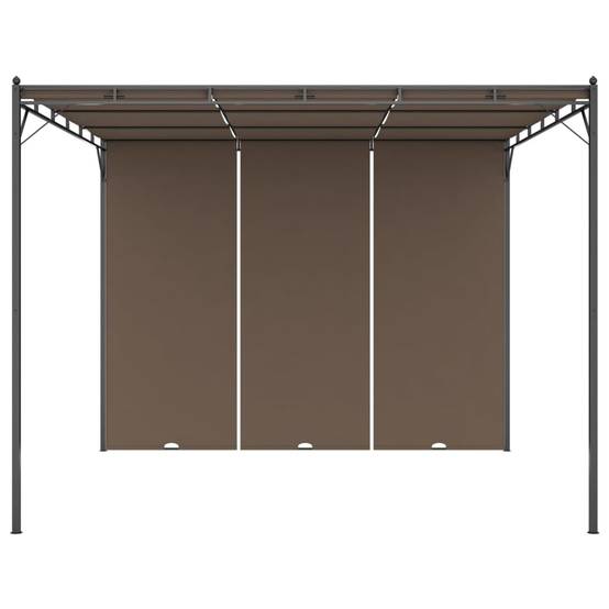 Belvédère de Jardin avec Rideau Abri de Terrasse Réglable 3x3m Taupe - ComfortXL Outdoor Living - Image 3