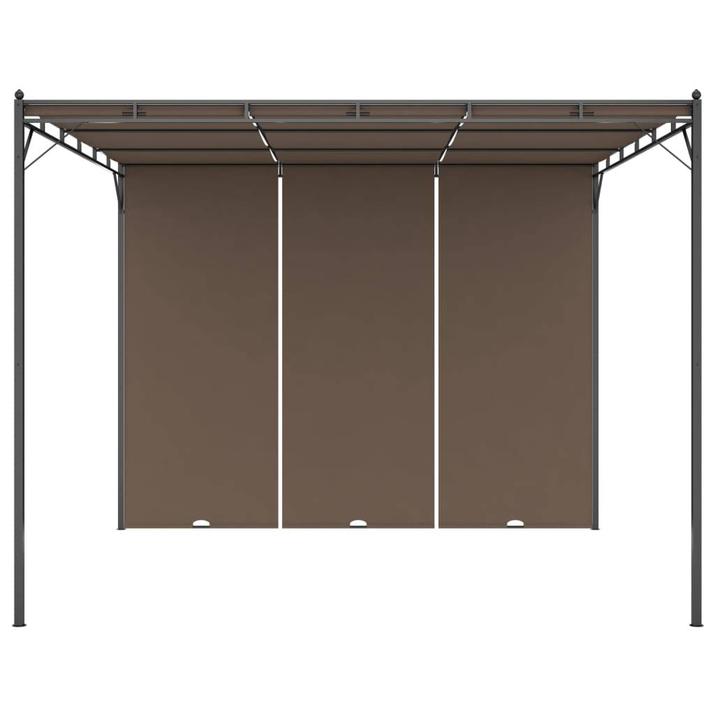Belvédère de Jardin avec Rideau Abri de Terrasse Réglable 3x3m Taupe - ComfortXL Outdoor Living - Image 3