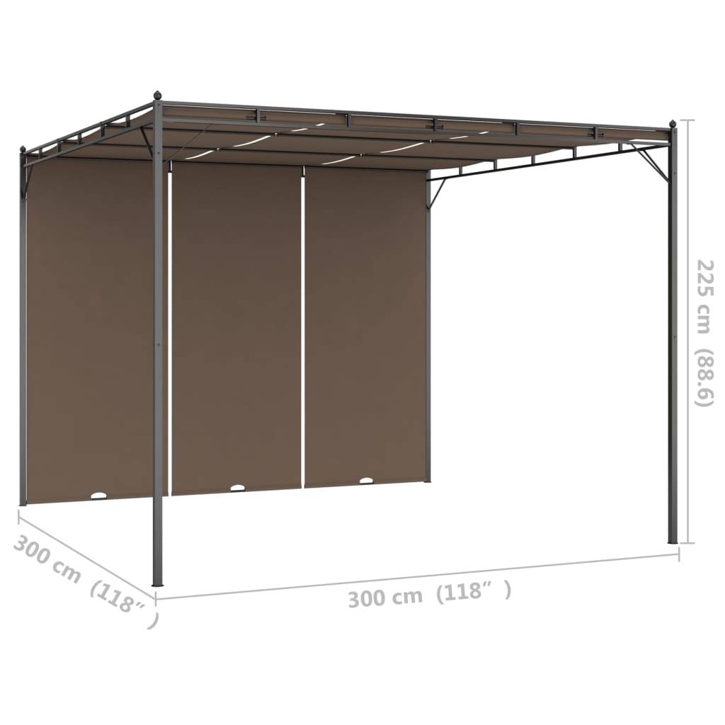 Belvédère de Jardin avec Rideau Abri de Terrasse Réglable 3x3m Taupe - ComfortXL Outdoor Living - Image 9