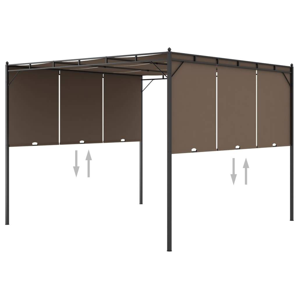 Belvédère de Jardin avec Rideau Abri de Terrasse Réglable 3x3m Taupe - ComfortXL Outdoor Living
