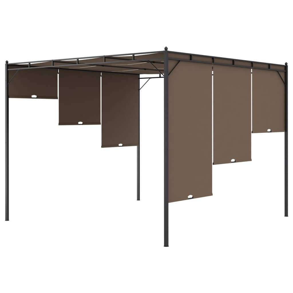Belvédère de Jardin avec Rideau Abri de Terrasse Réglable 3x3m Taupe - ComfortXL Outdoor Living - Image 6