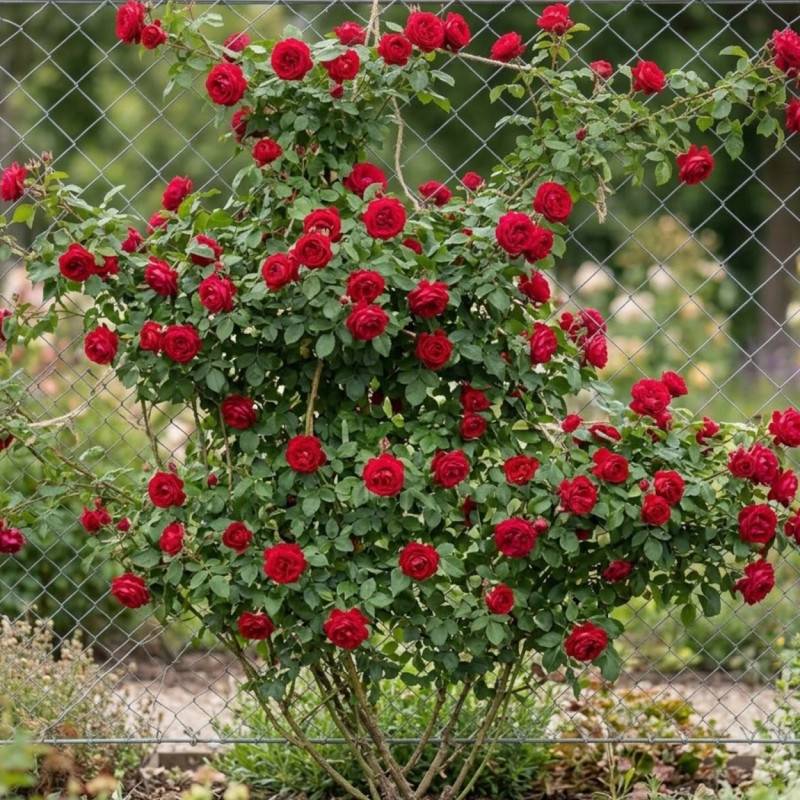 Rosier grimpant Salammbô® 'Delperl' à fleurs Rouge/ - feuillage Caduc - Pot de 3L - Touffe - Image 2