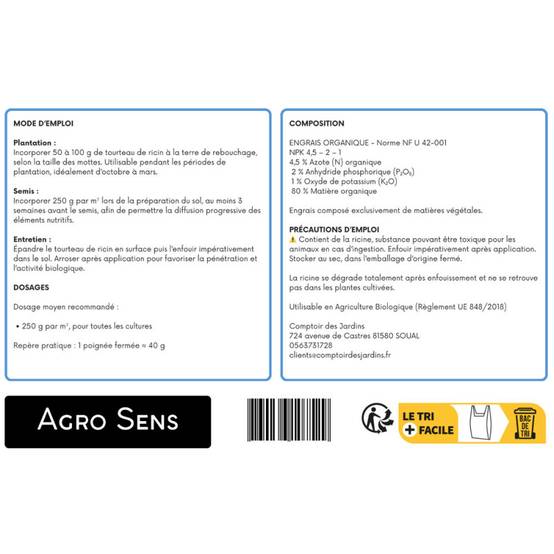 Engrais 100 % tourteau de ricin granulés - Agro Sens - Seau 4 kg - Image 3