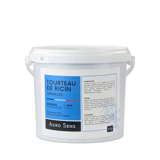 Engrais 100 % tourteau de ricin granulés - Agro Sens - Seau 4 kg - Image 1